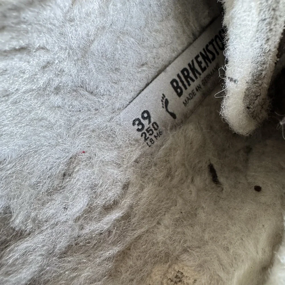 Size 39/W8 - BIRKENSTOCK BOSTON GENUINE SHEARLING LINED CLOG STONE Narrow